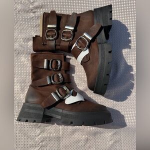 Steve Madden Roland Biker chunky platform boots